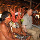 King Harald  with some of the village's hunters (Photo: Rainforest Foundation Norway / ISA Brazil)